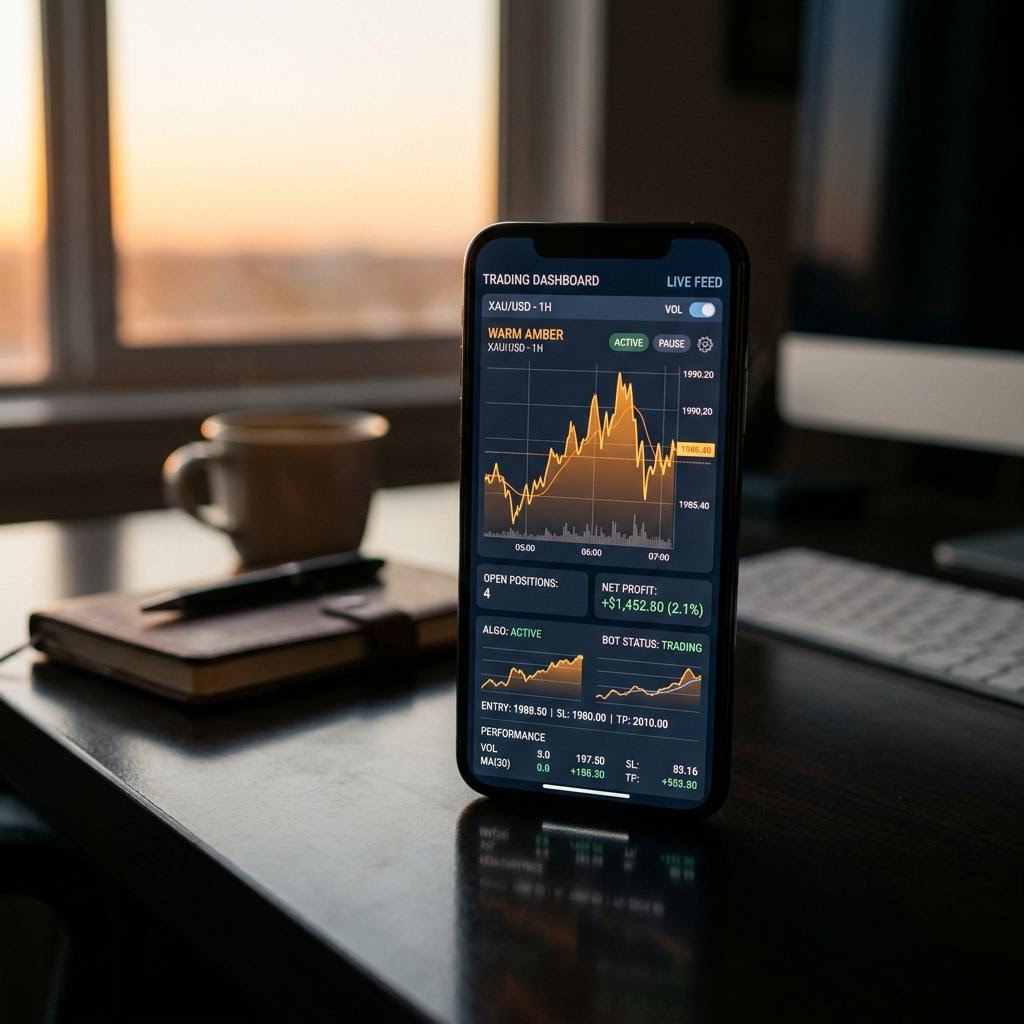 Tableau de bord Veridien plateforme de trading crypto IA sur smartphone